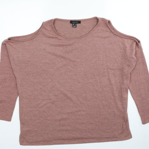 Atmosphere Womens Beige Scoop Neck Polyester Pullover Jumper Size 14 - Cold Shoulder