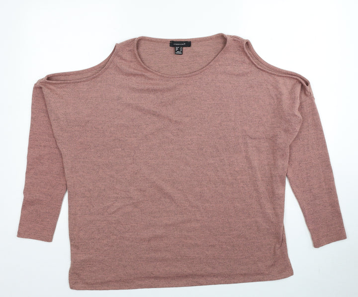 Atmosphere Womens Beige Scoop Neck Polyester Pullover Jumper Size 14 - Cold Shoulder