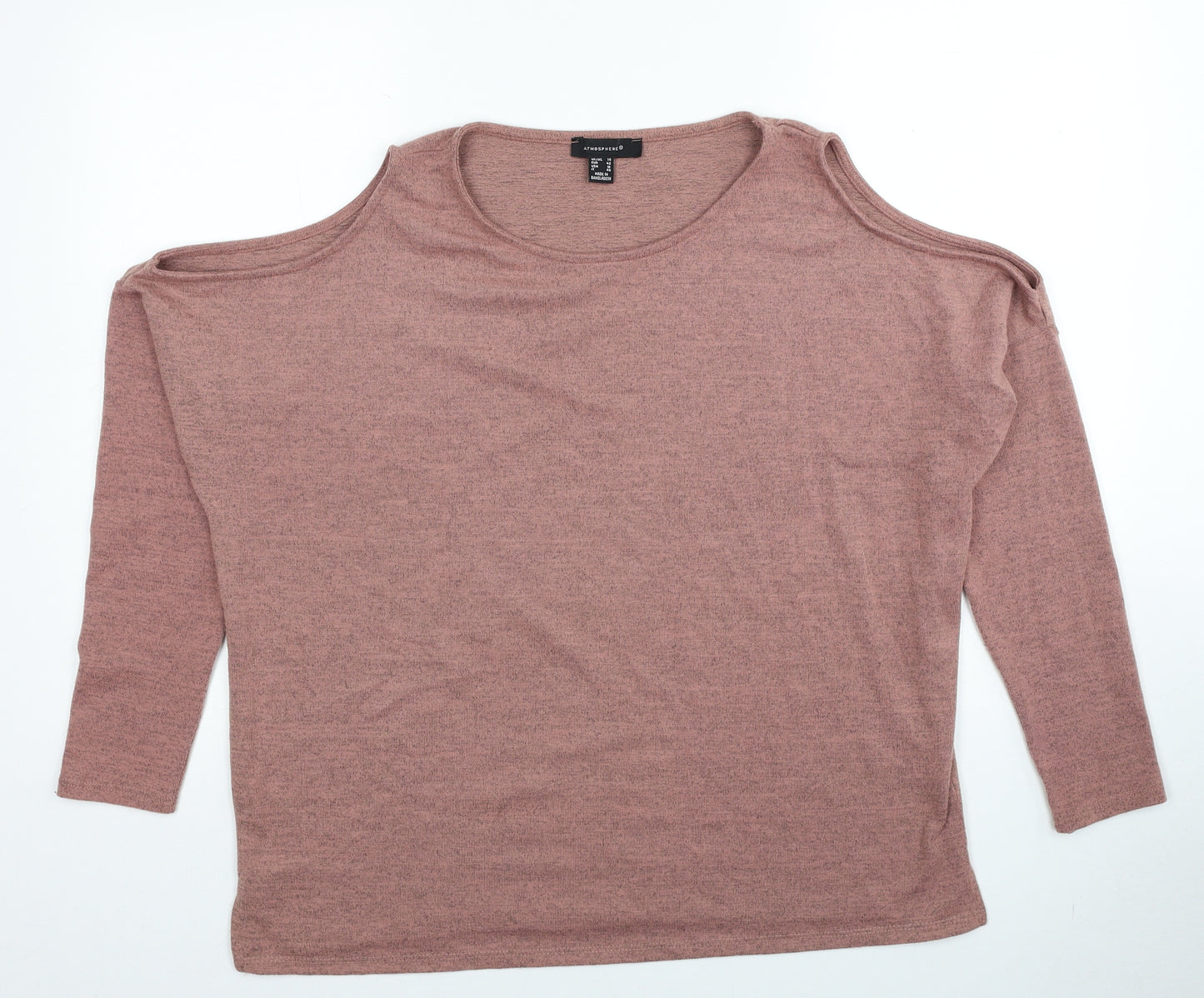 Atmosphere Womens Beige Scoop Neck Polyester Pullover Jumper Size 14 - Cold Shoulder