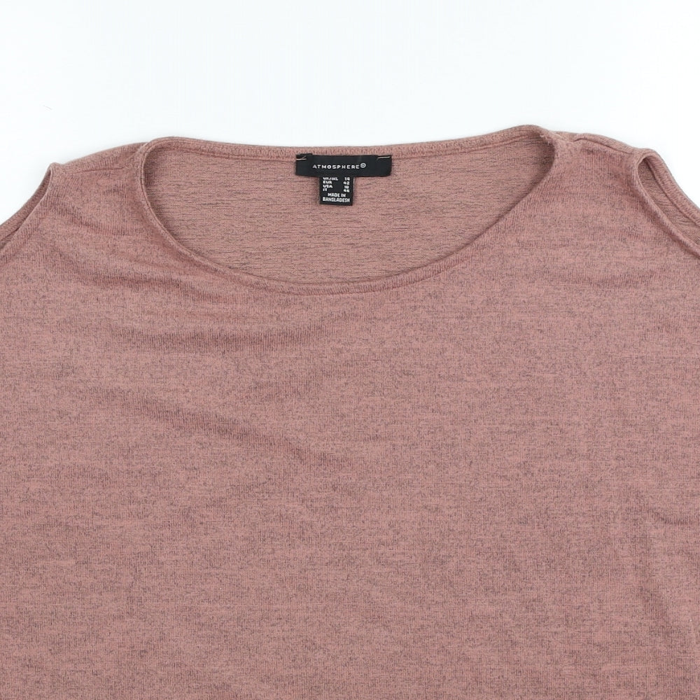 Atmosphere Womens Beige Scoop Neck Polyester Pullover Jumper Size 14 - Cold Shoulder