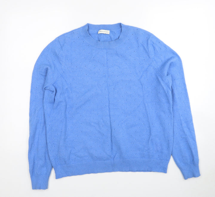 Warehouse Womens Blue Round Neck Viscose Pullover Jumper Size 16