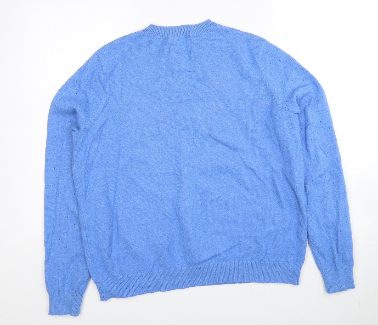 Warehouse Womens Blue Round Neck Viscose Pullover Jumper Size 16