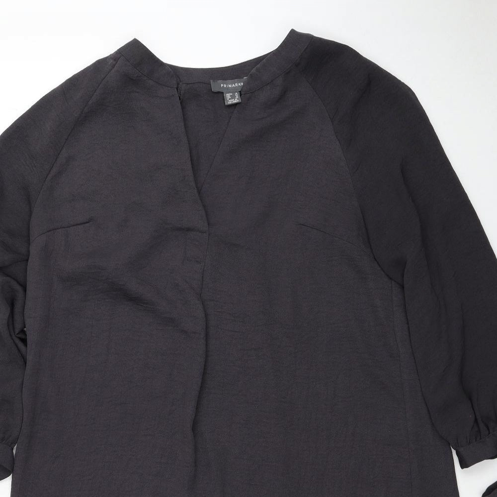 Primark Womens Black Polyester Shift Size 14 V-Neck Pullover