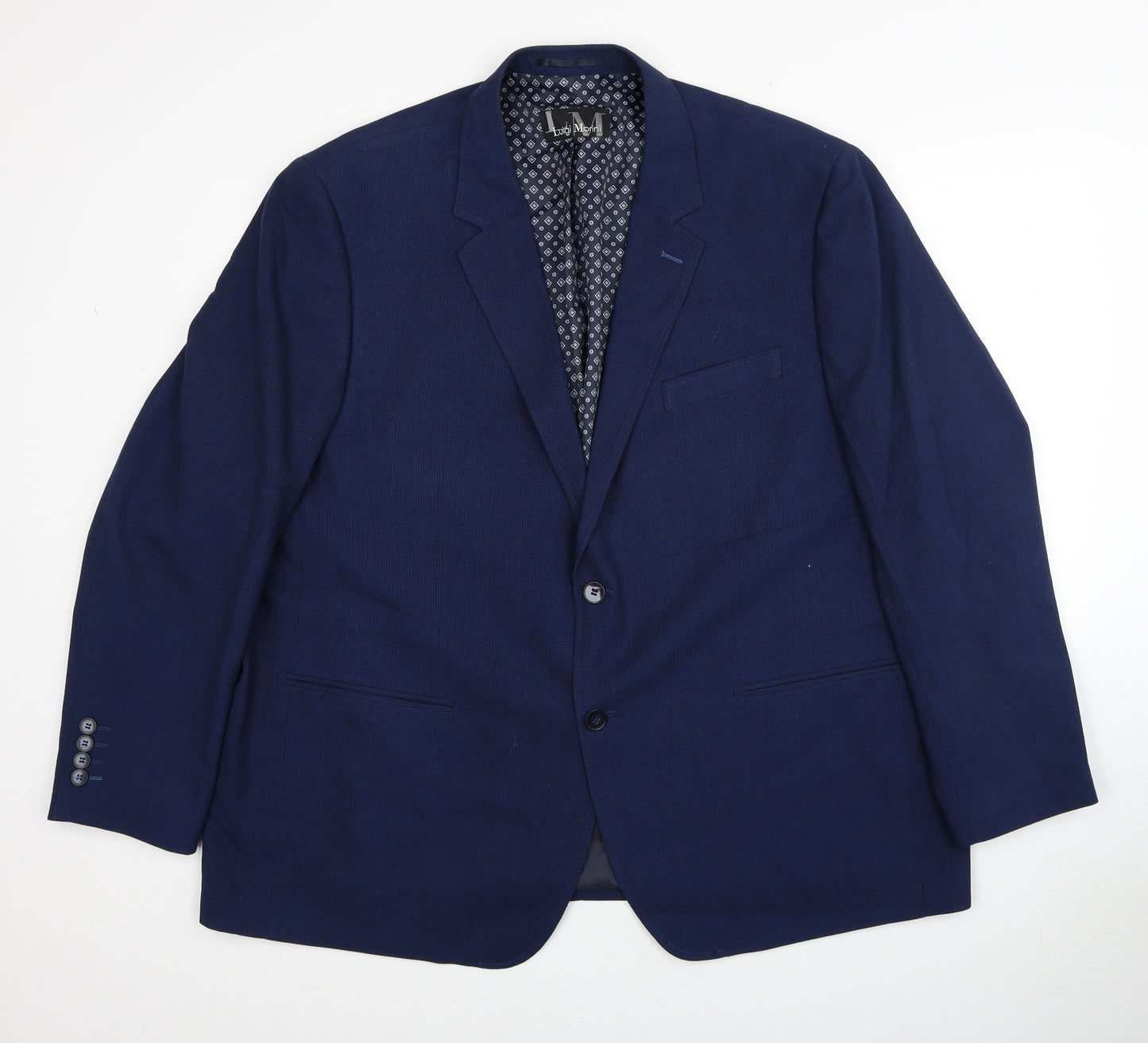 Luigi Morini Mens Blue Polyester Jacket Blazer Size 48