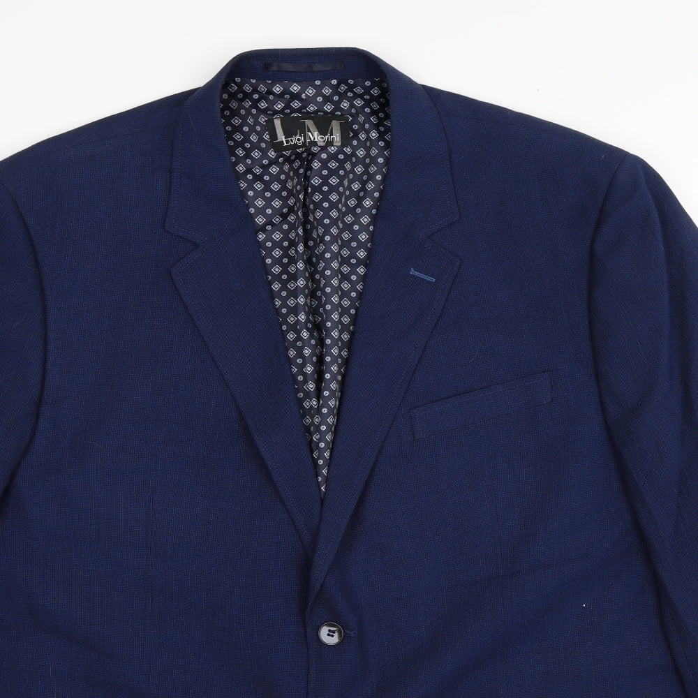 Luigi Morini Mens Blue Polyester Jacket Blazer Size 48