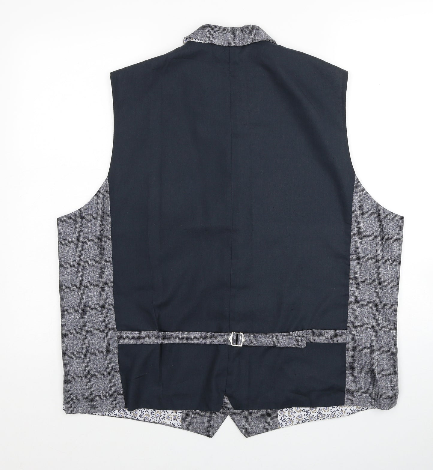Cavani Mens Grey Plaid Polyester Jacket Suit Waistcoat Size 50