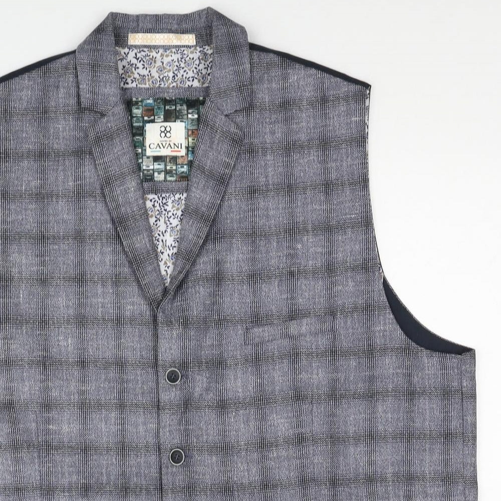 Cavani Mens Grey Plaid Polyester Jacket Suit Waistcoat Size 50