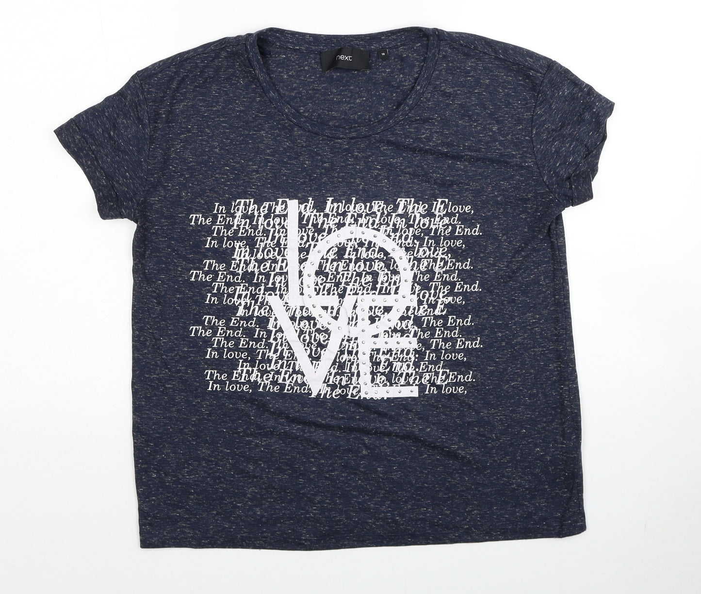 NEXT Womens Blue Polyester Basic T-Shirt Size 10 Round Neck