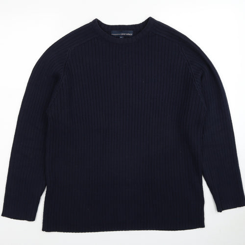 Jeans&Co Mens Blue Round Neck Acrylic Pullover Jumper Size M - Ribbed