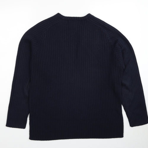 Jeans&Co Mens Blue Round Neck Acrylic Pullover Jumper Size M - Ribbed