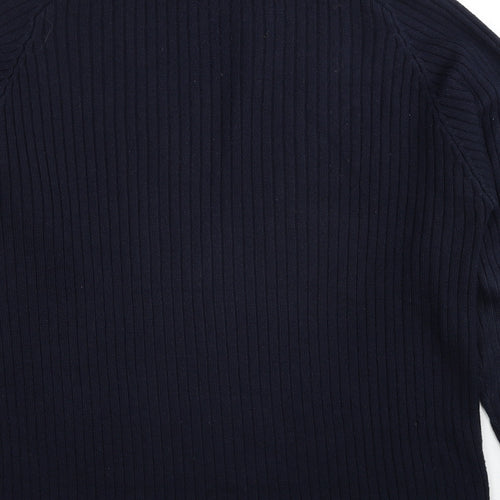 Jeans&Co Mens Blue Round Neck Acrylic Pullover Jumper Size M - Ribbed