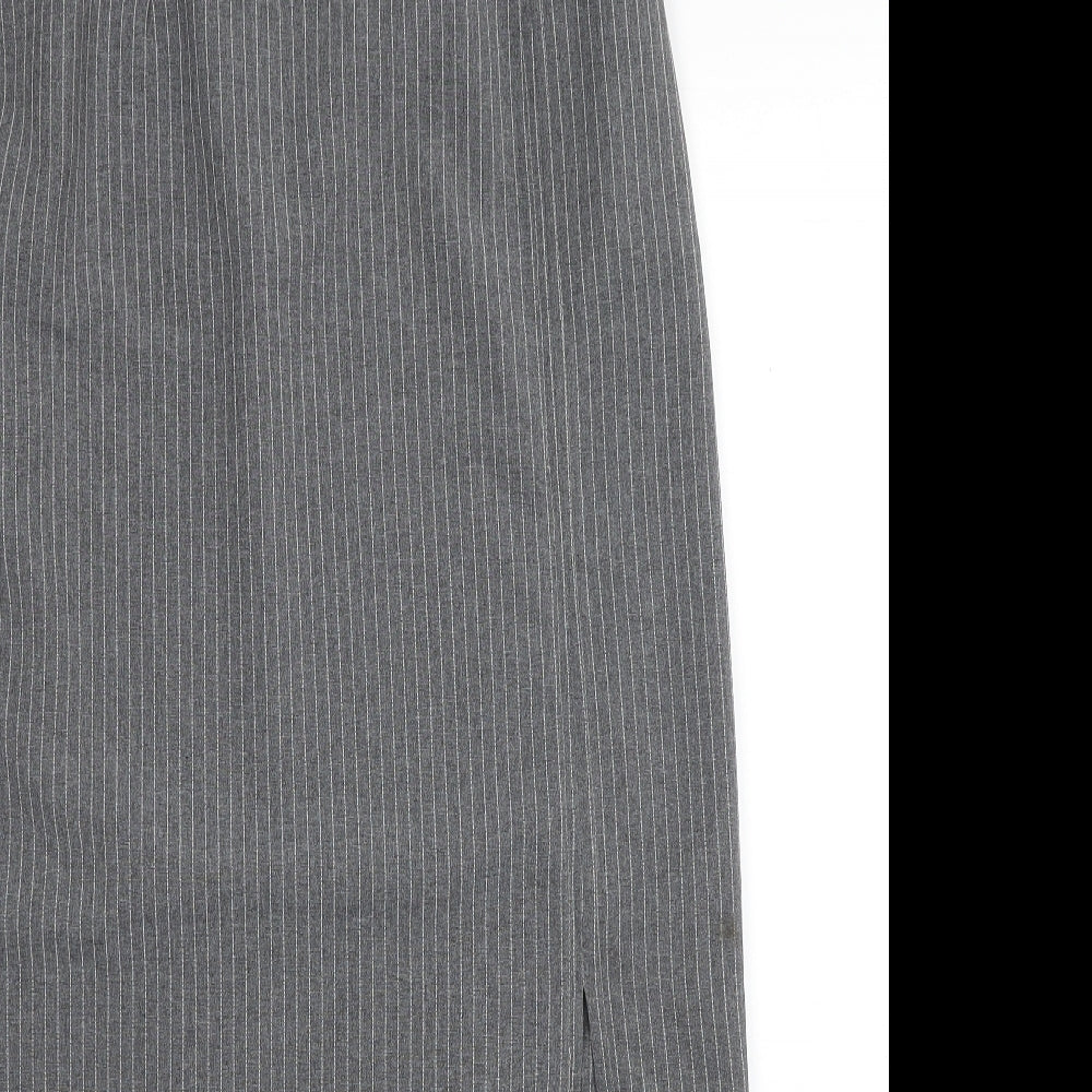 Design Womens Grey Striped Polyester Straight & Pencil Skirt Size 16 Zip