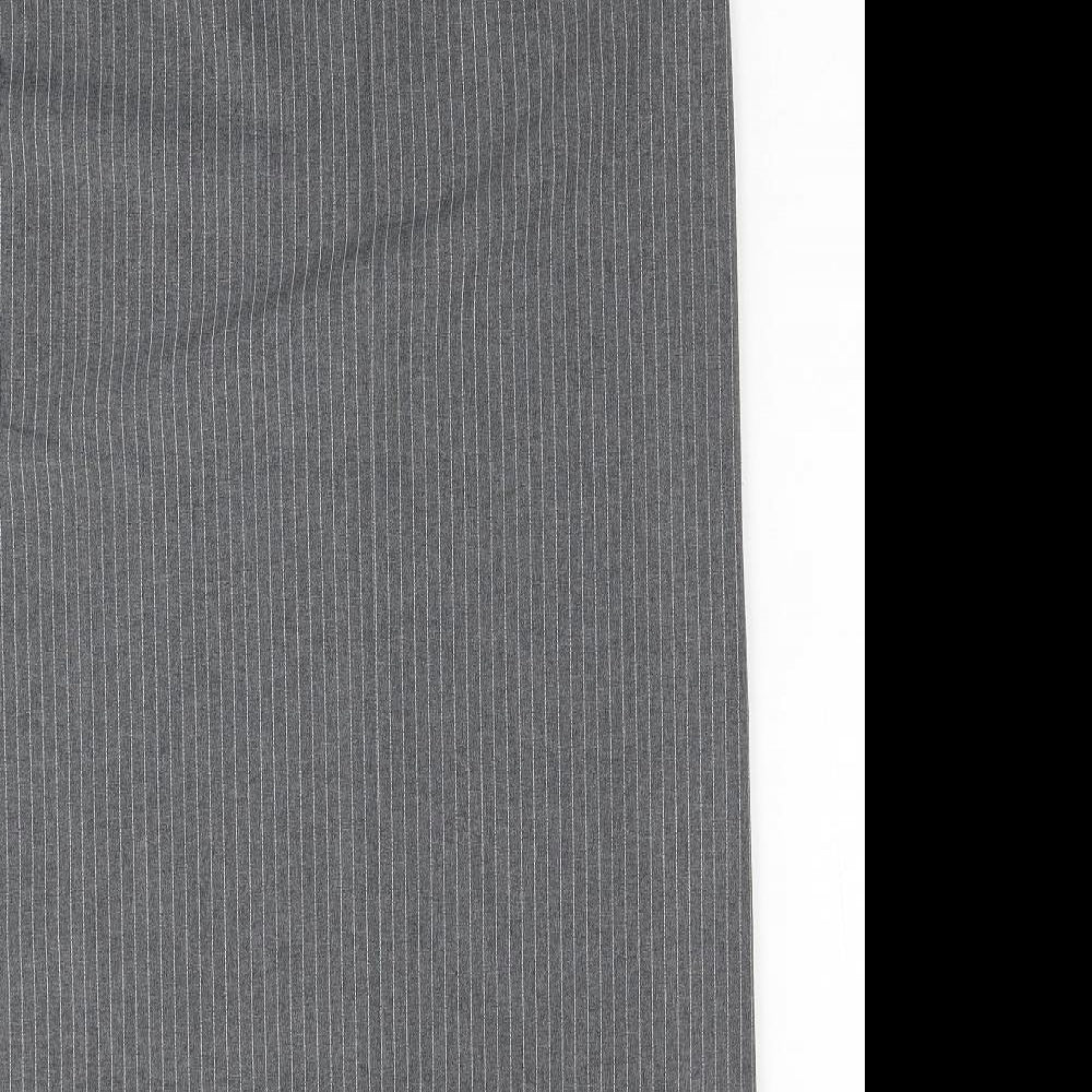 Design Womens Grey Striped Polyester Straight & Pencil Skirt Size 16 Zip