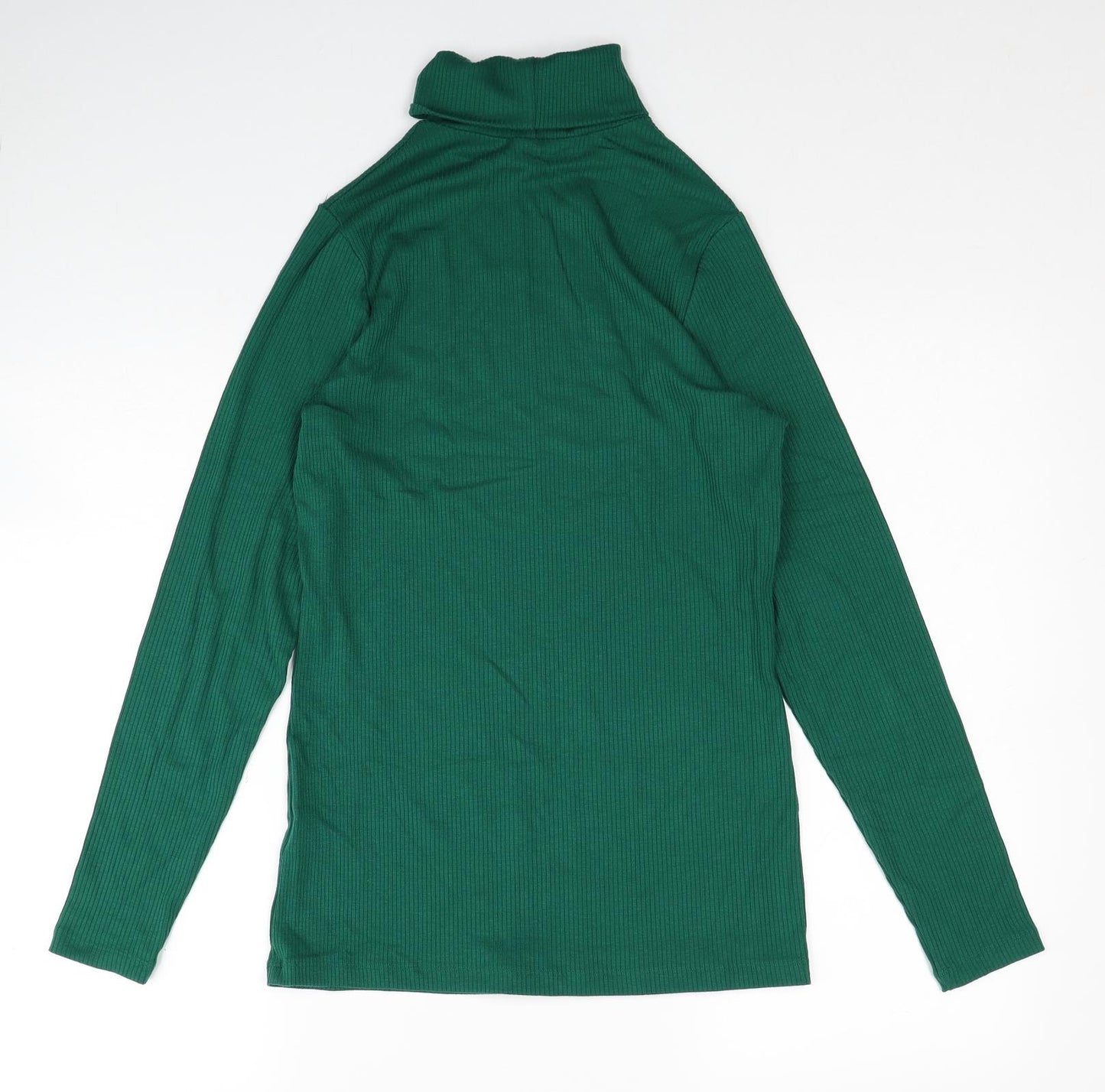 Marks and Spencer Womens Green Roll Neck Acrylic Pullover Jumper Size 14 - Ribbed
