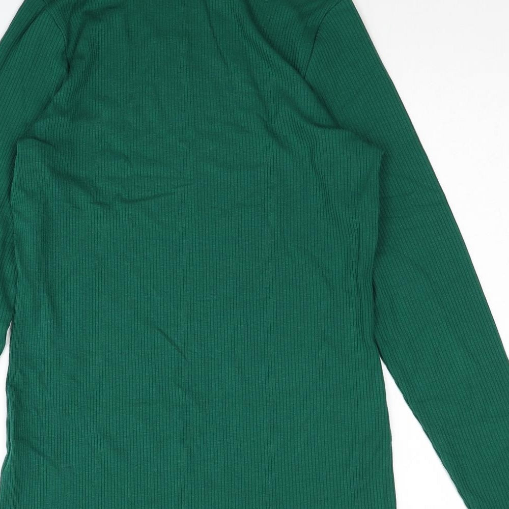 Marks and Spencer Womens Green Roll Neck Acrylic Pullover Jumper Size 14 - Ribbed