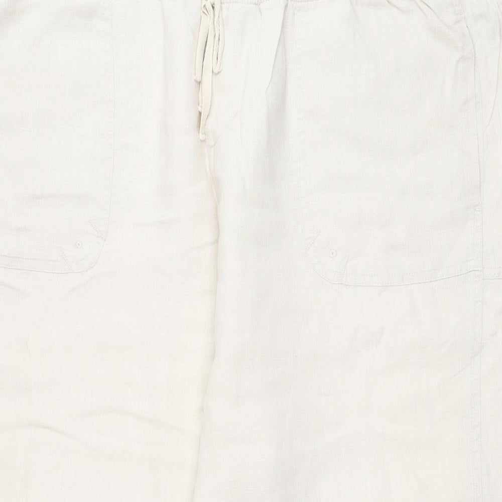 Ann Harvey Womens Beige Linen Jogger Trousers Size 22 Regular Drawstring