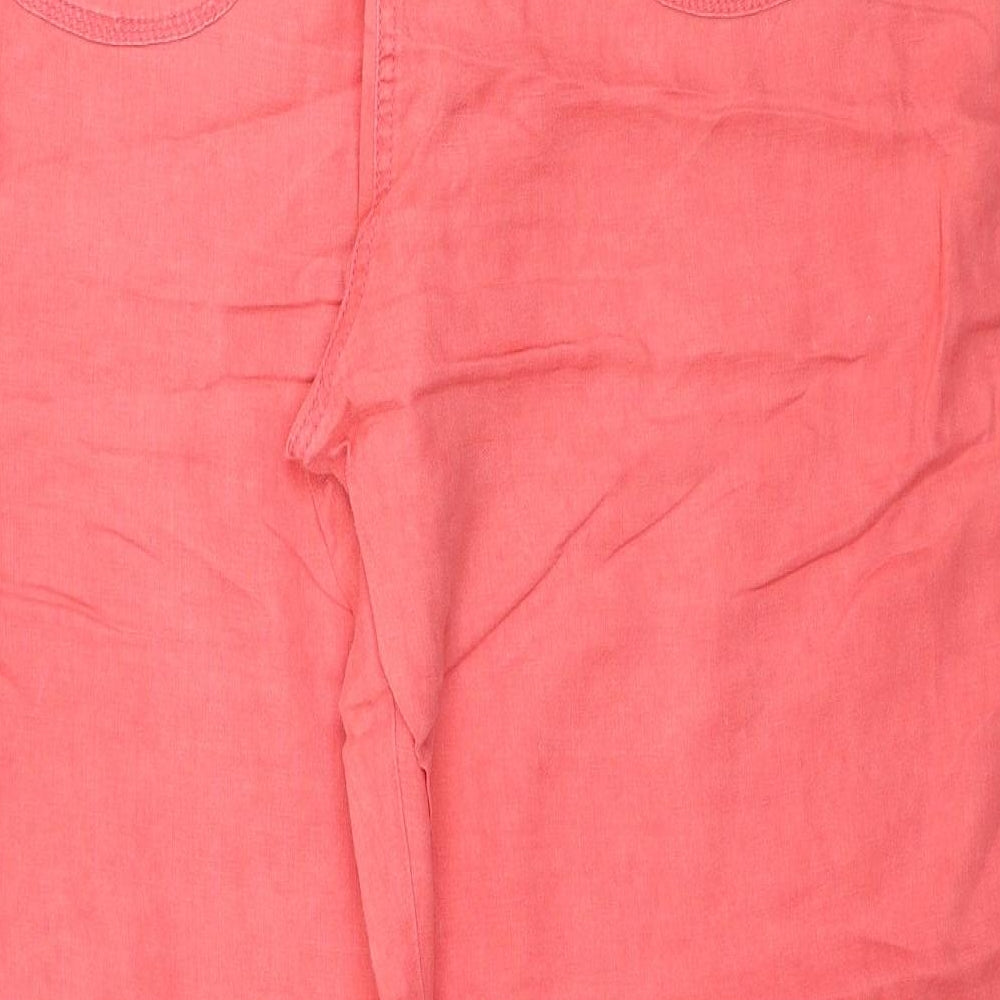 Marks and Spencer Womens Pink Linen Cropped Trousers Size 22 Regular Drawstring