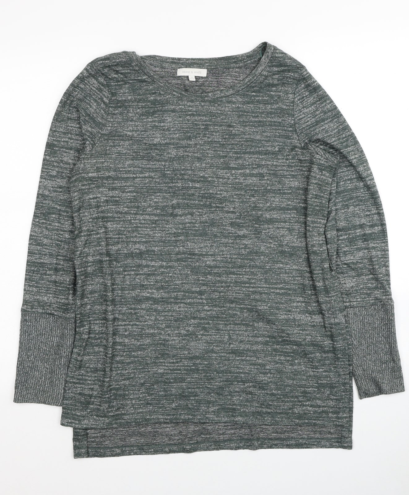 Deane & White Womens Green Scoop Neck Polyester Pullover Jumper Size 12