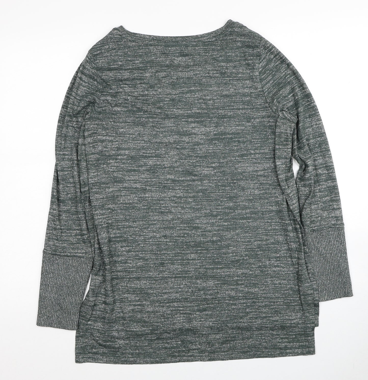 Deane & White Womens Green Scoop Neck Polyester Pullover Jumper Size 12