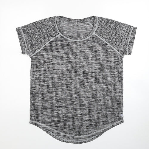 Active Womens Grey Polyester Basic T-Shirt Size L Round Neck