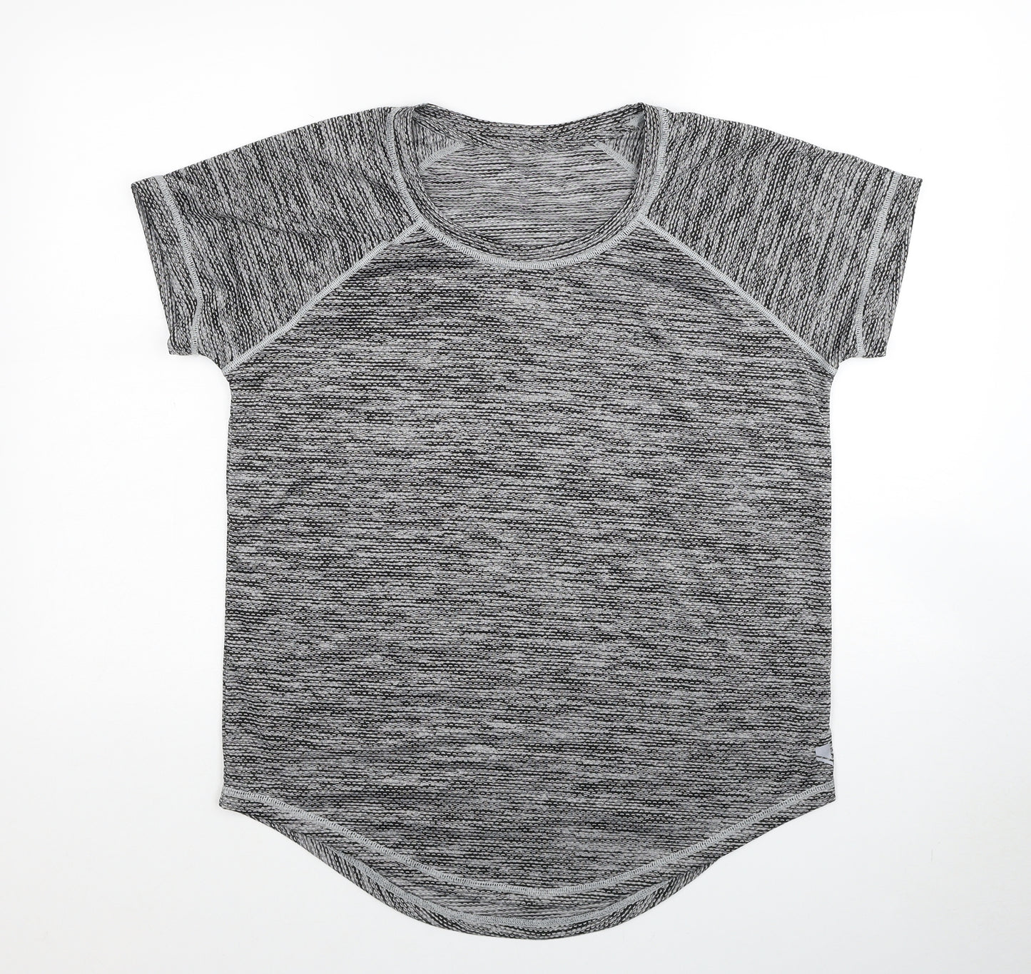 Active Womens Grey Polyester Basic T-Shirt Size L Round Neck