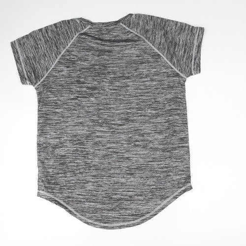 Active Womens Grey Polyester Basic T-Shirt Size L Round Neck