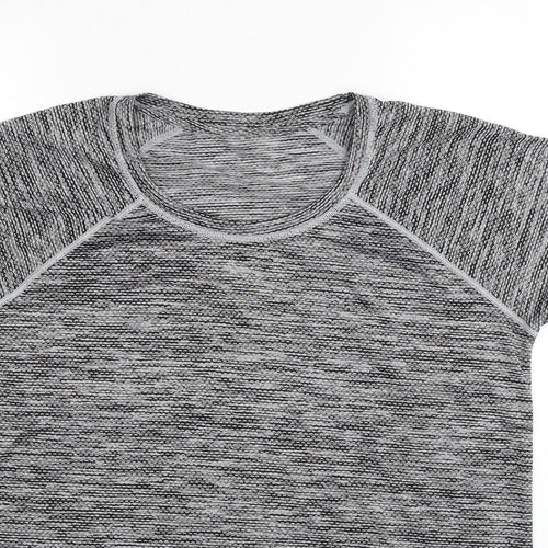 Active Womens Grey Polyester Basic T-Shirt Size L Round Neck