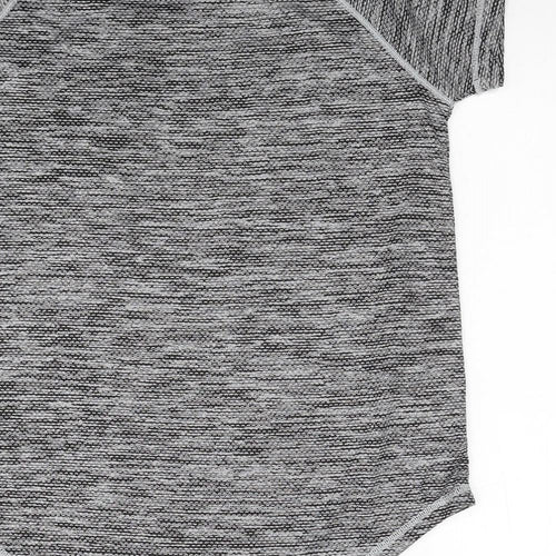 Active Womens Grey Polyester Basic T-Shirt Size L Round Neck