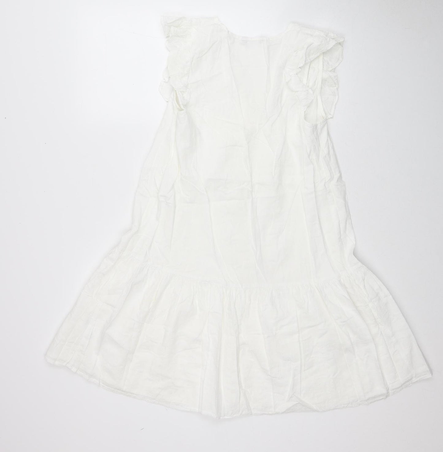 Papaya Womens White Viscose A-Line Size 10 V-Neck Button