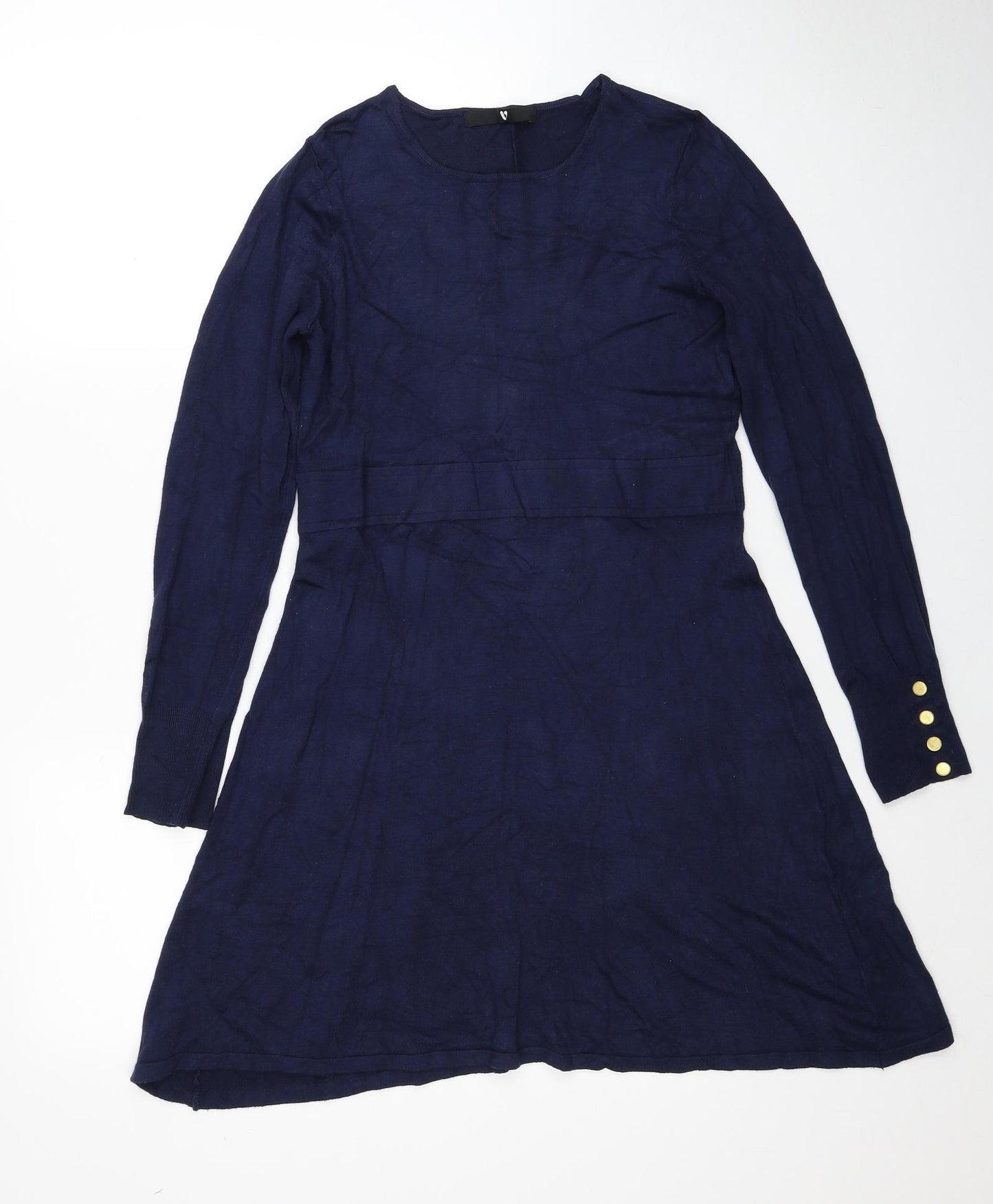 Very Womens Blue Viscose Jumper Dress Size 12 Scoop Neck Pullover