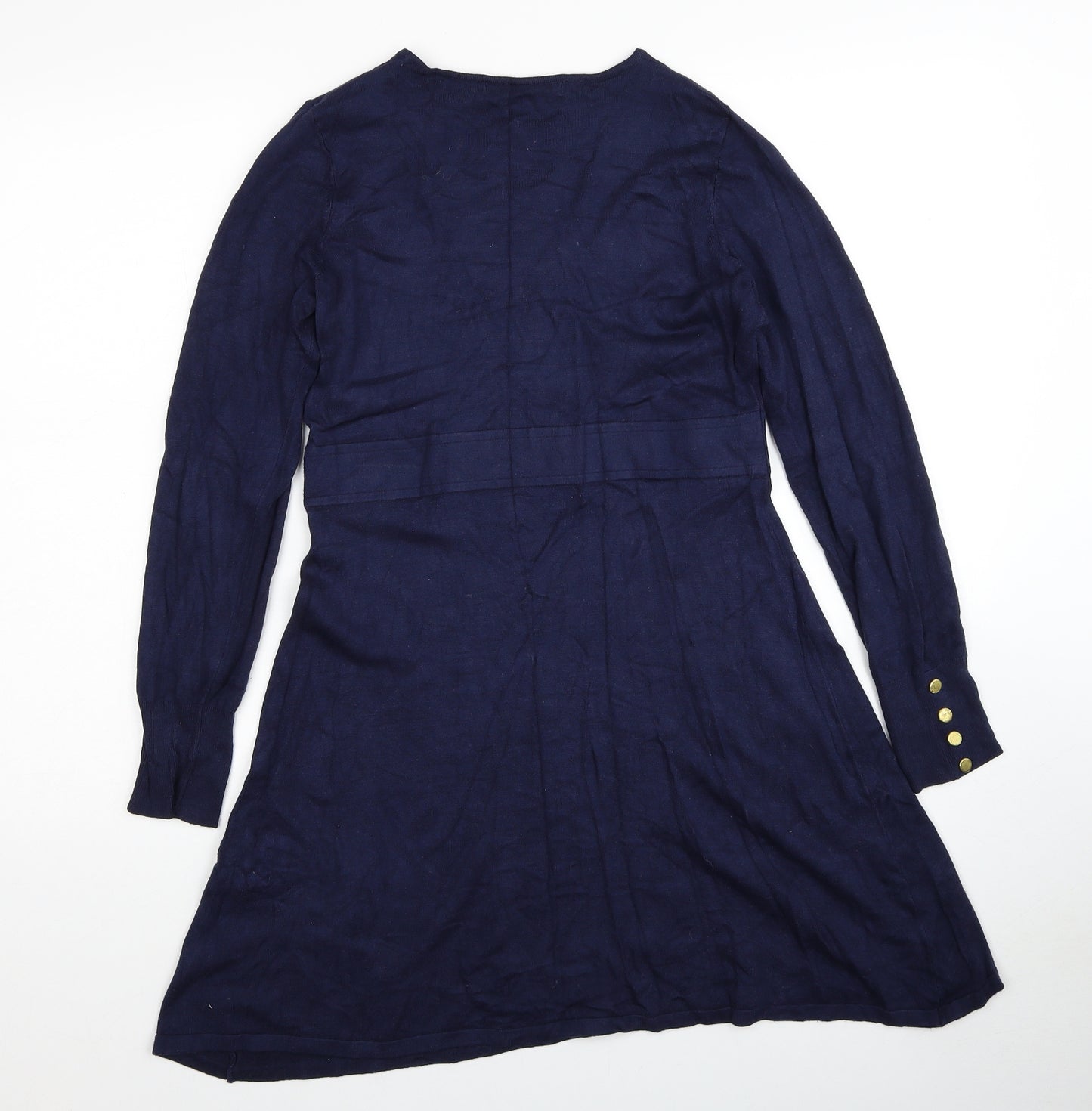 Very Womens Blue Viscose Jumper Dress Size 12 Scoop Neck Pullover