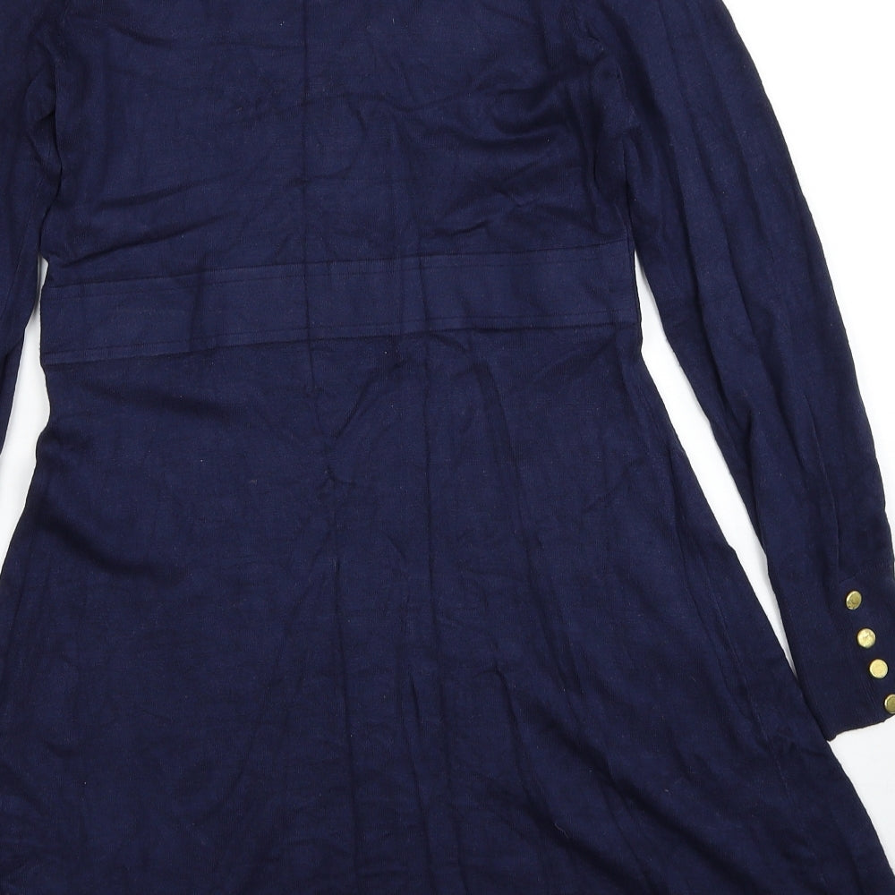 Very Womens Blue Viscose Jumper Dress Size 12 Scoop Neck Pullover