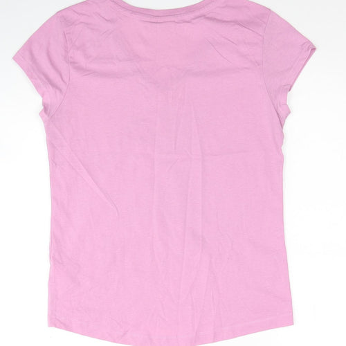 LA Gear Womens Pink Polyester Basic T-Shirt Size 10 V-Neck