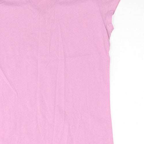 LA Gear Womens Pink Polyester Basic T-Shirt Size 10 V-Neck