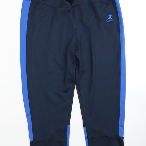 Kesida Womens Blue Colourblock Polyester Cropped Leggings Size L Regular Drawstring