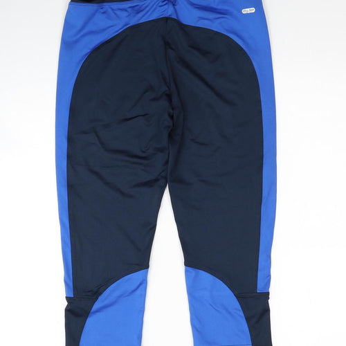 Kesida Womens Blue Colourblock Polyester Cropped Leggings Size L Regular Drawstring