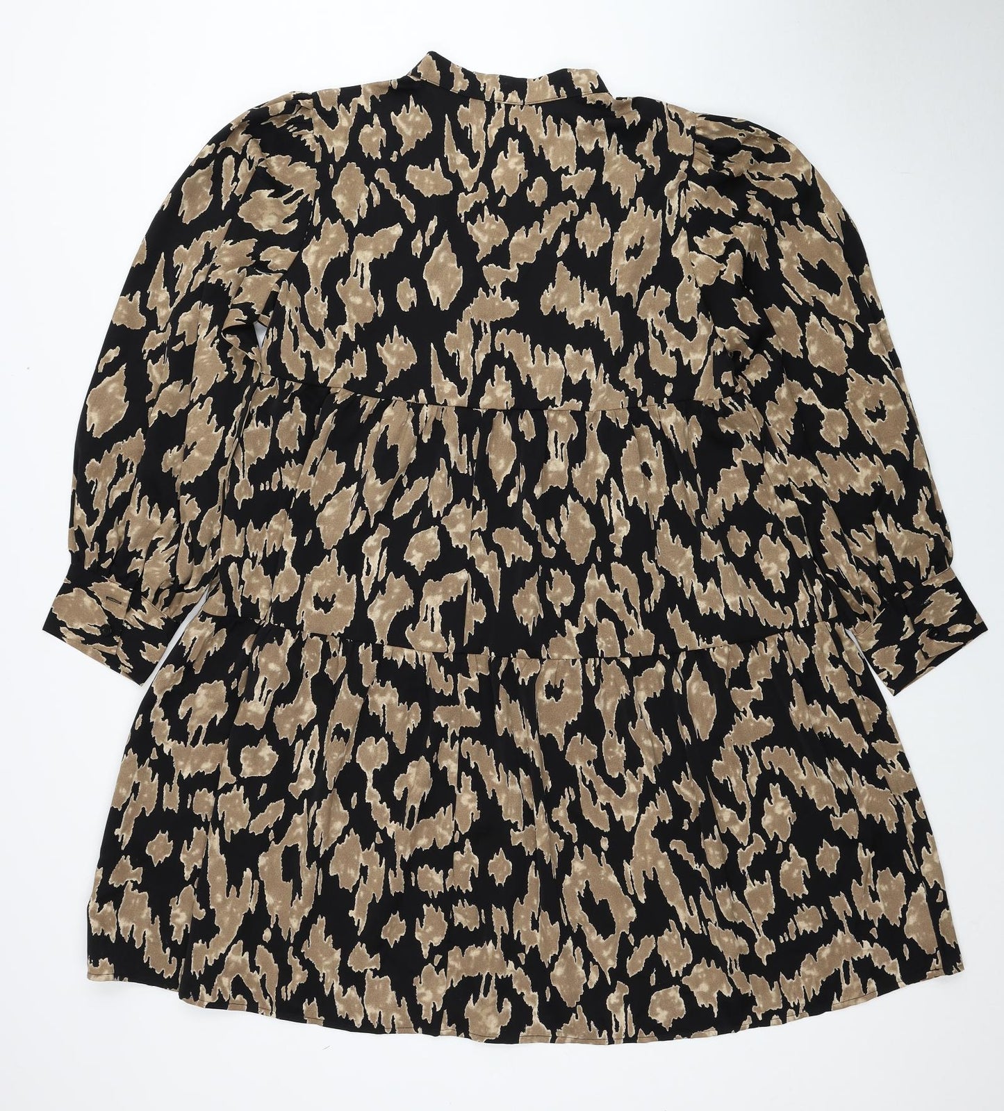 SheIn Womens Brown Animal Print Polyester A-Line Size XL V-Neck Pullover - Leopard Print