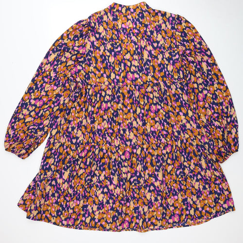 SheIn Womens Multicoloured Animal Print Polyester A-Line Size XL V-Neck Pullover - Leopard Print