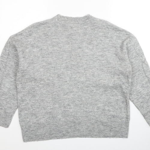 George Womens Grey Round Neck Acrylic Pullover Jumper Size 12 - Size 12-14