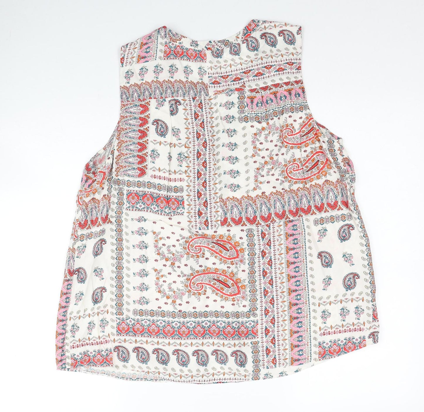 TU Womens Multicoloured Paisley Viscose Basic Button-Up Size 16 V-Neck