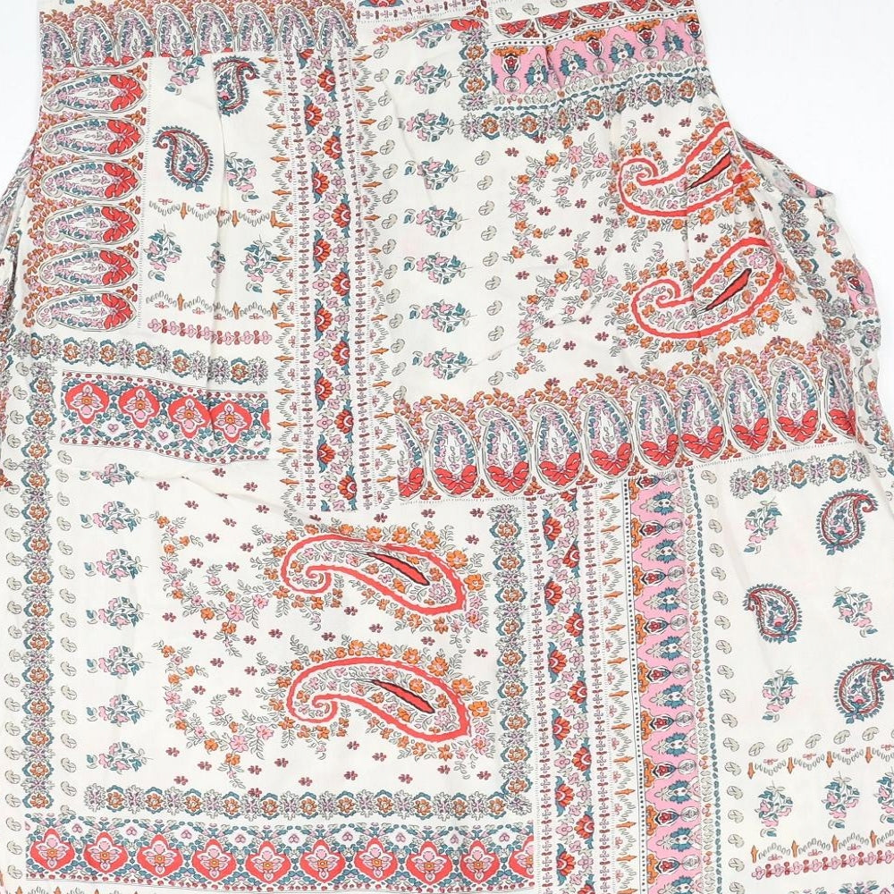 TU Womens Multicoloured Paisley Viscose Basic Button-Up Size 16 V-Neck