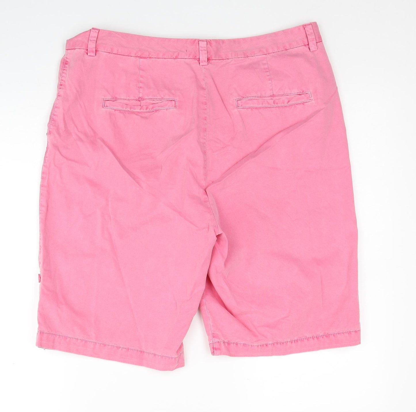 Marks and Spencer Womens Pink Herringbone Cotton Chino Shorts Size 14 Regular Zip