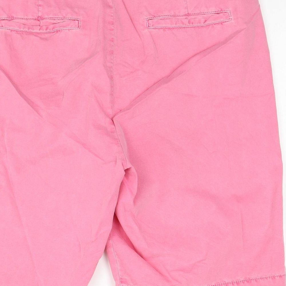 Marks and Spencer Womens Pink Herringbone Cotton Chino Shorts Size 14 Regular Zip