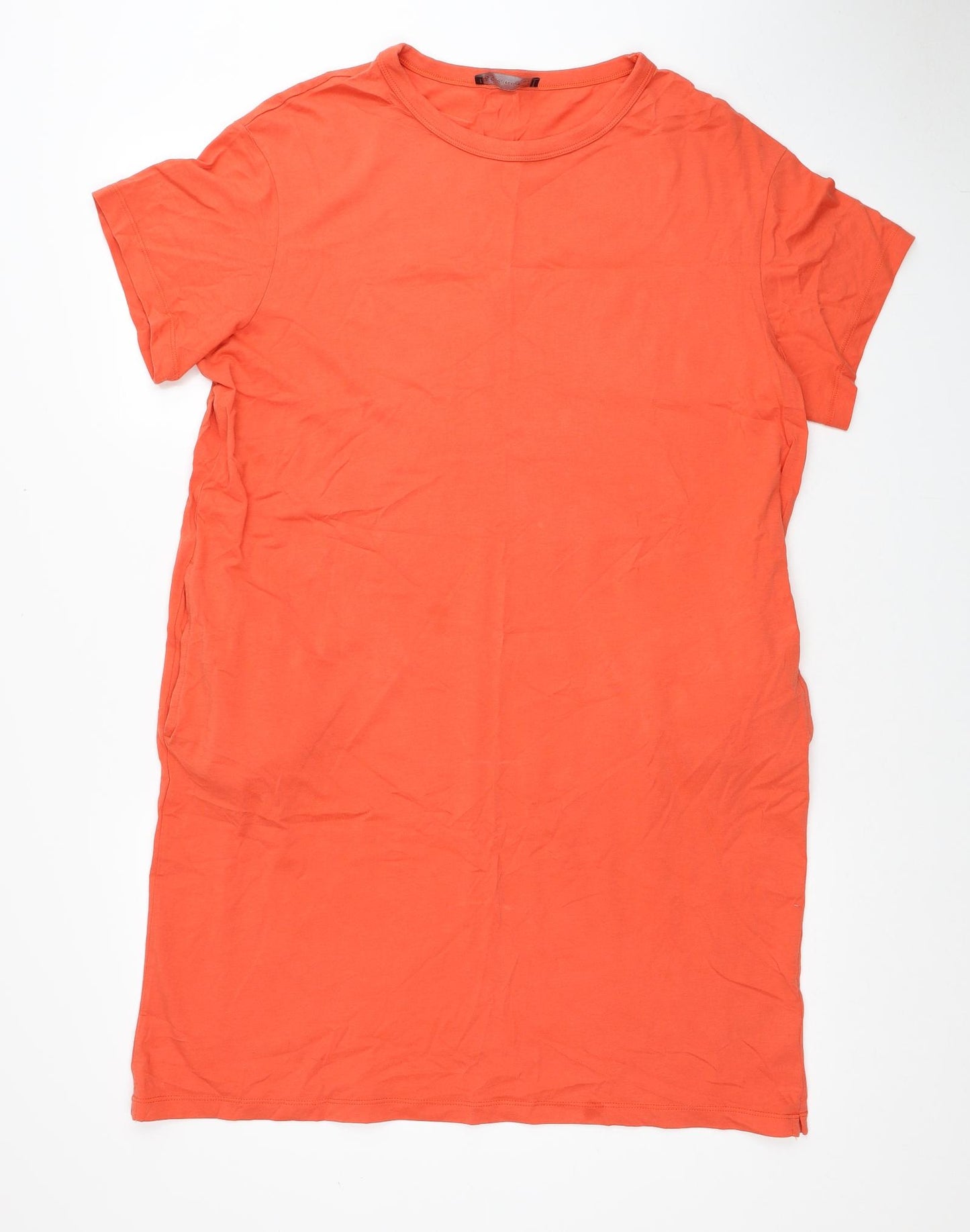 Marks and Spencer Womens Orange Cotton Shift Size 14 Round Neck Pullover