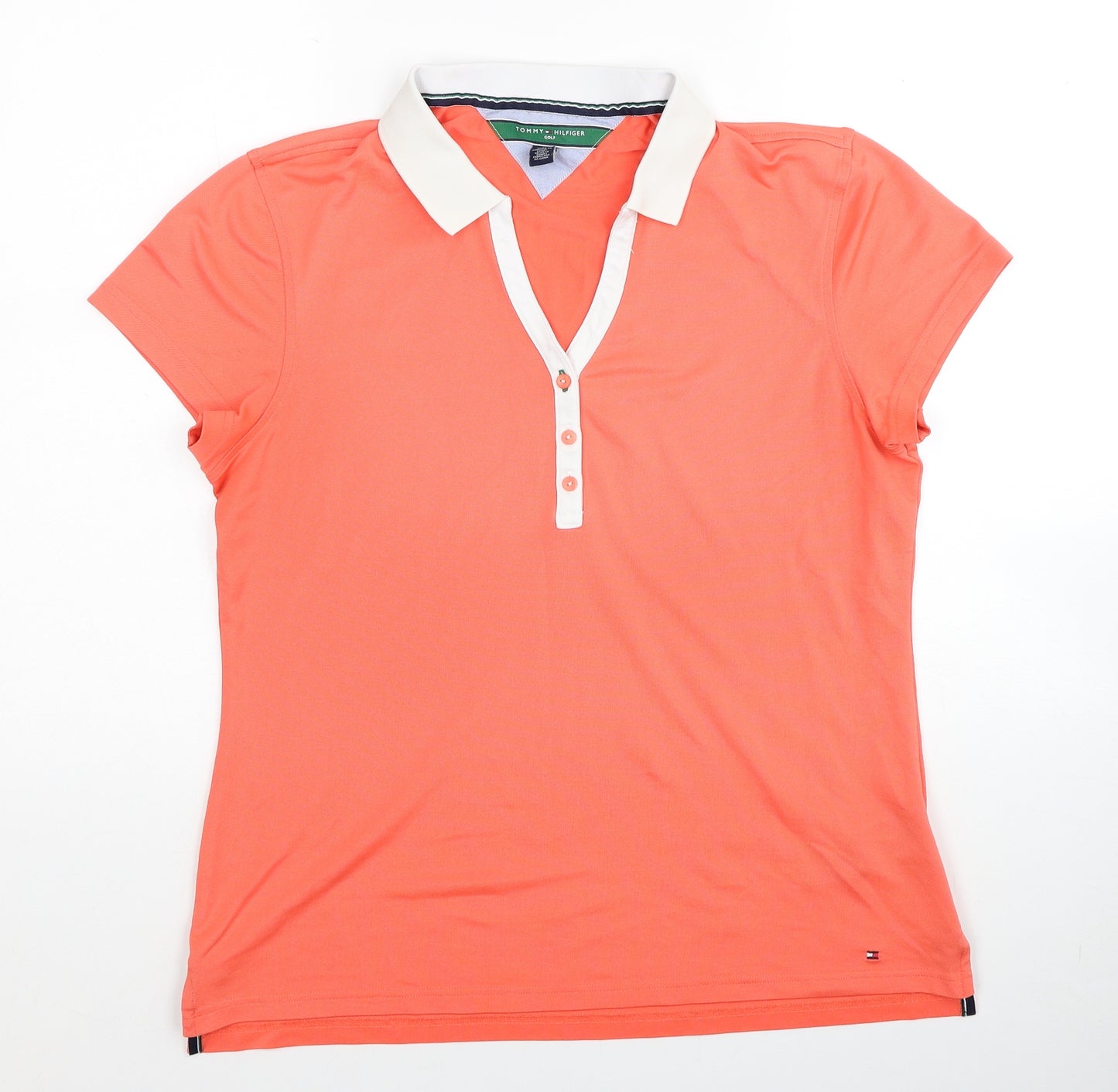 Tommy Hilfiger Womens Pink Polyester Basic Polo Size XL Collared - Golf