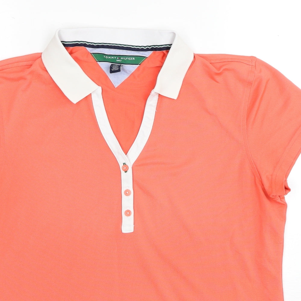 Tommy Hilfiger Womens Pink Polyester Basic Polo Size XL Collared - Golf