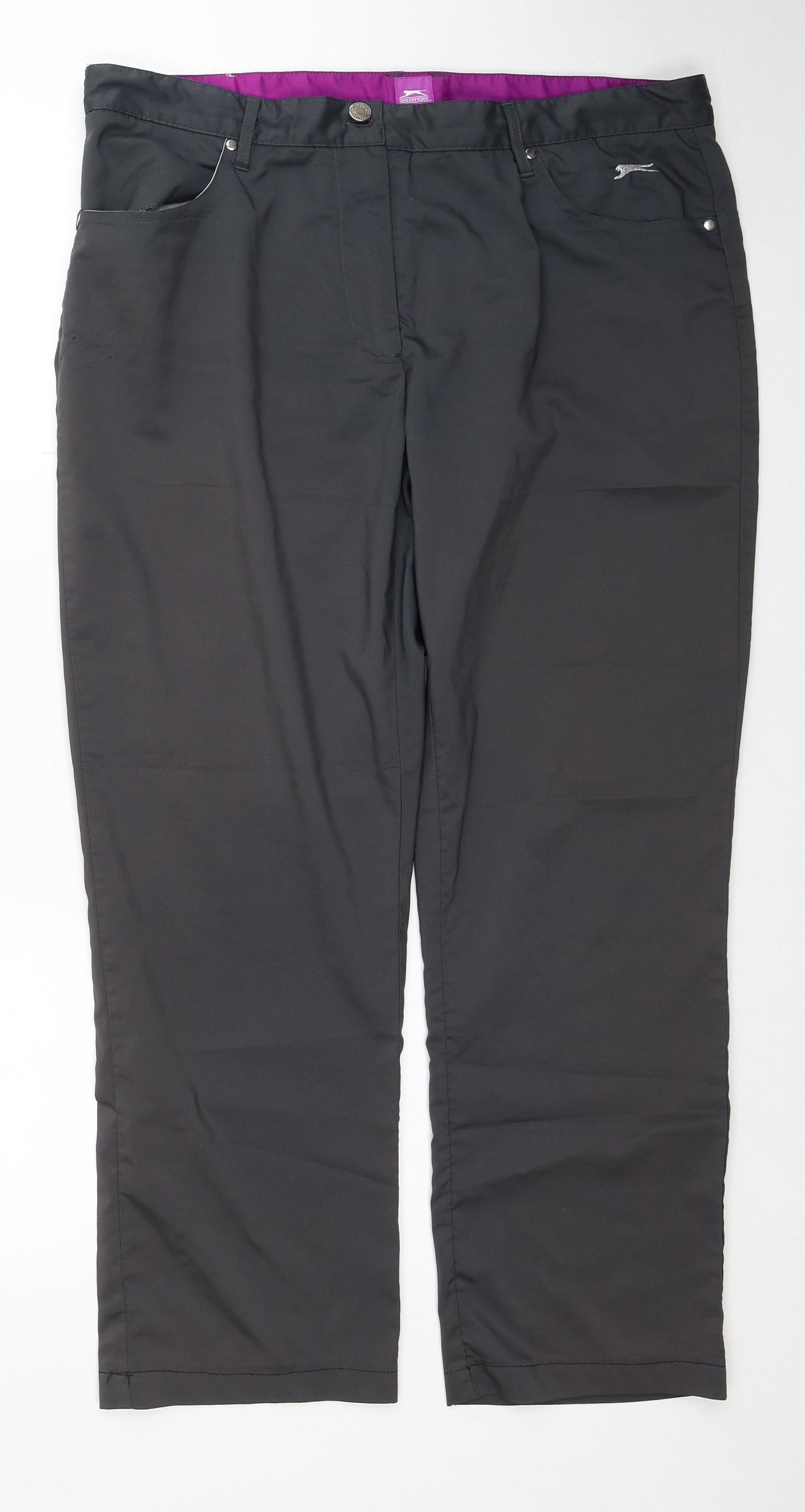 Slazenger Womens Grey Polyester Track Pants Trousers Size 18 Regular Zip