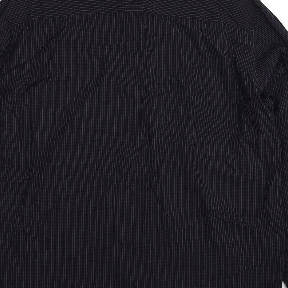 Autograph Mens Black Plaid Polyester Dress Shirt Size L Roll Neck Button