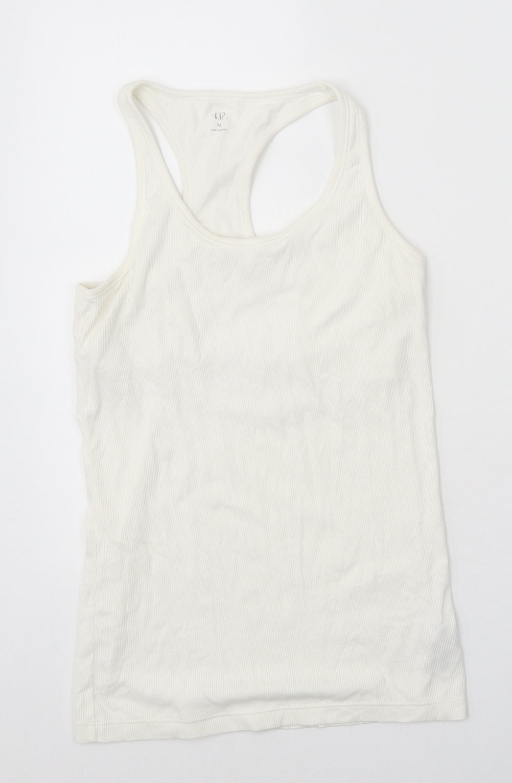 Gap Womens White Cotton Basic Tank Size M Round Neck