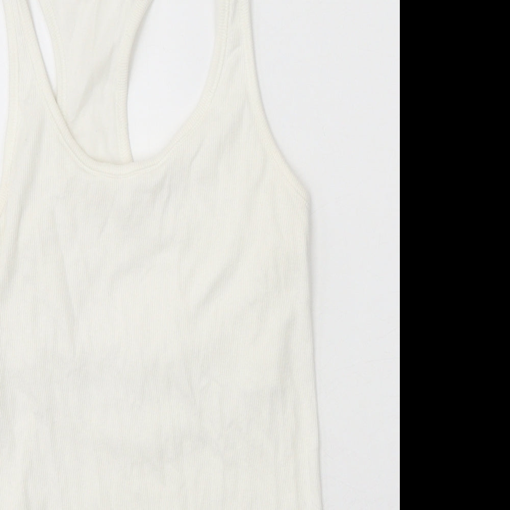 Gap Womens White Cotton Basic Tank Size M Round Neck